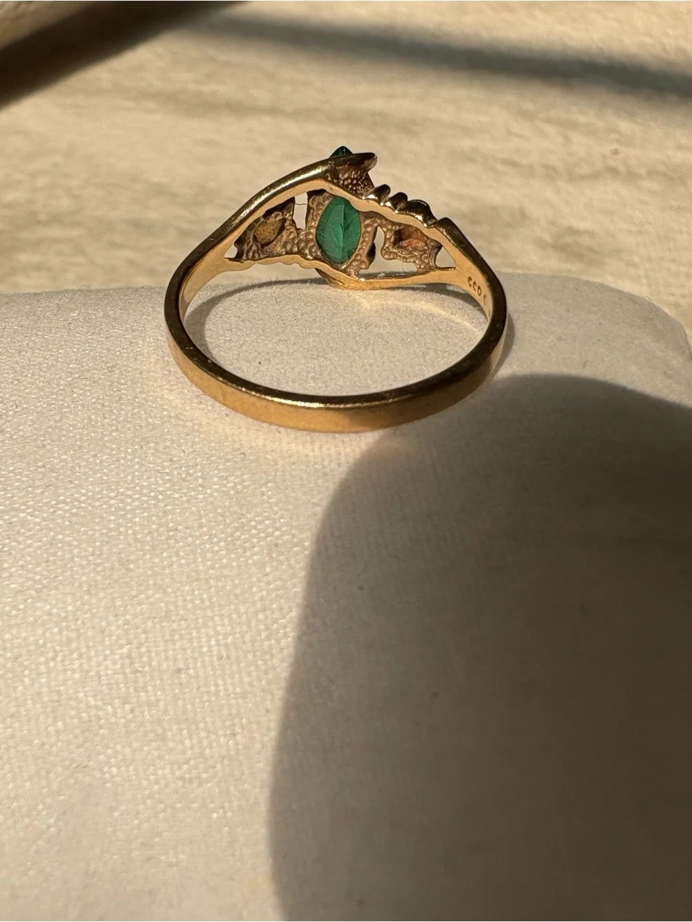 Black Hills Gold 10/12k Lab Created Emerald Marquise Wrap Ring Coleman Co